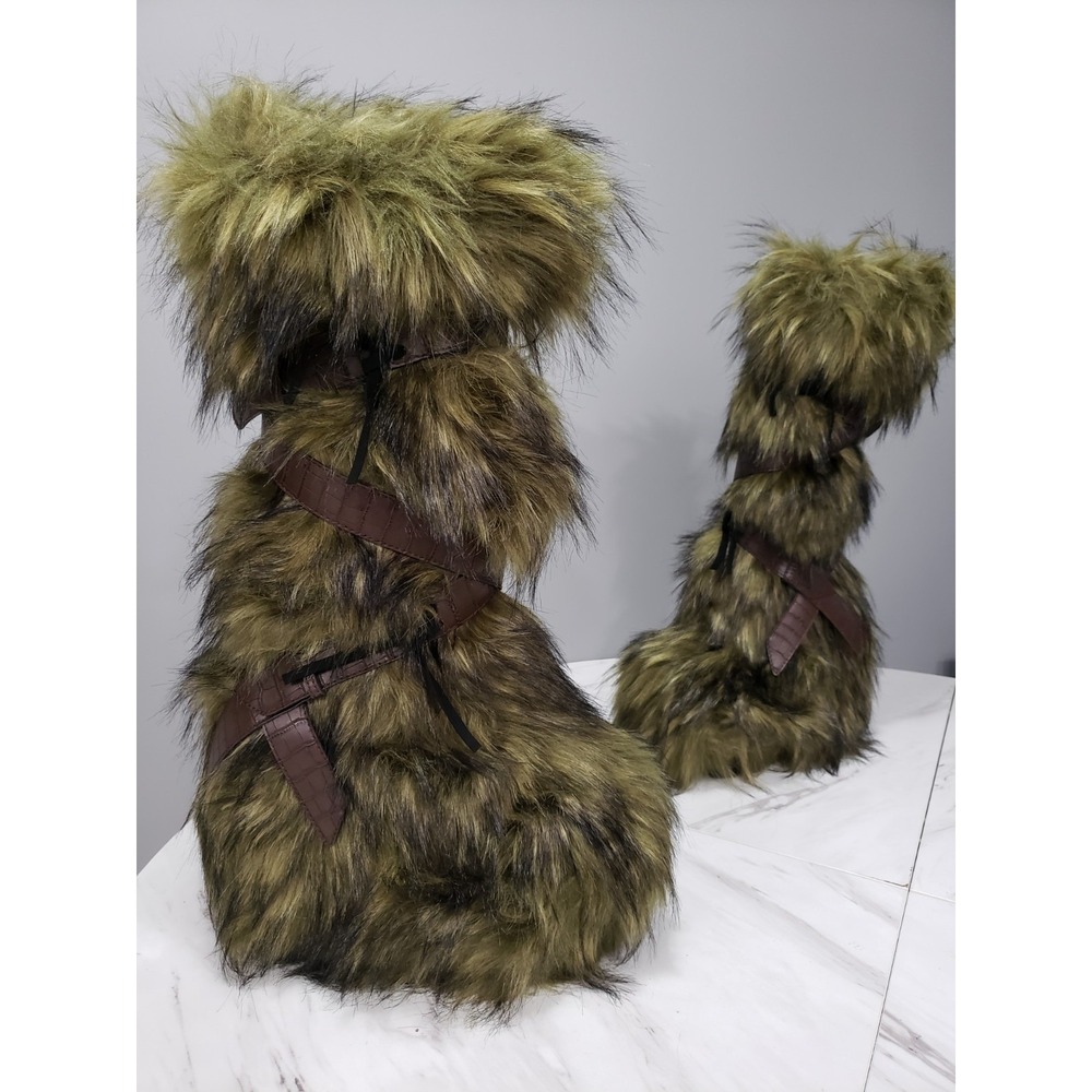 NEW SZ 8 Dolls Kill Shrek Instinct Faux Fur Platform Boots FESTIVAL MONSTER RAVE